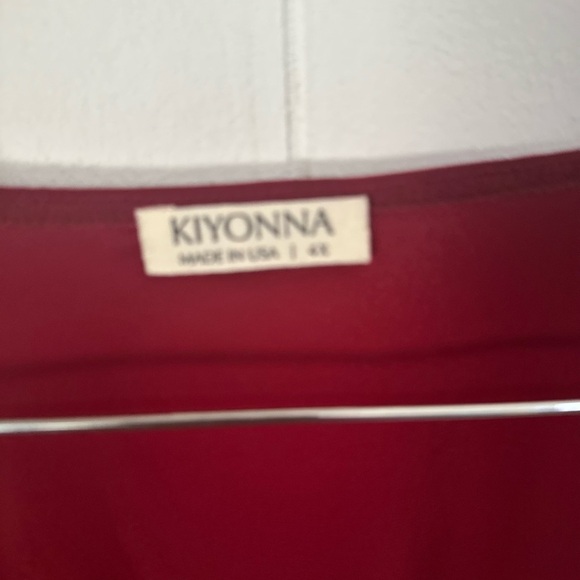 Kiyonna Red Asymmetrical Wrap Blouse 3/4 Sleeve - Picture 3 of 3